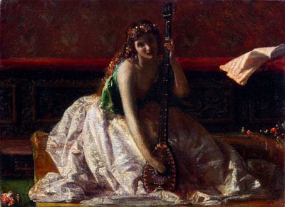 Scapigliatura: A lantos par Faruffini, Federico (1831-1869). Olaj, vászon, mérete: 26x35 alkotó: Federico Faruffini