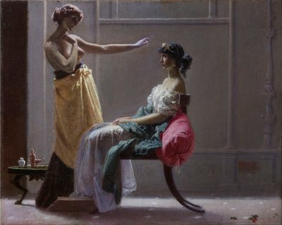 Scapigliatura: Ősi vécé (Toilette ancienne) par Faruffini, Federico (1831-1869). Olaj, vászon, mérete: 40x49,5 alkotó: Federico Faruffini