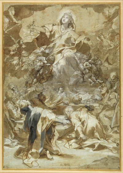 A Szűz Mennybemenetele (toll és barna tinta barna és szürke mosásokkal) alkotó: Federico Fiori Barocci or Baroccio