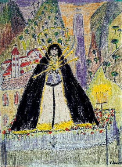 Rajz a "Szűz hét tőrrel" (Virgen de los siete dolores) című rajzhoz, XX. alkotó: Federico Garcia Lorca