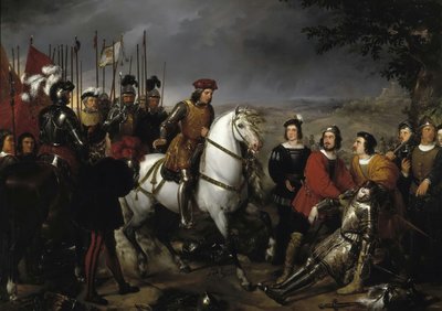 Spanyol: El Gran Capitán recorriendo el campo de la batalla de Ceriñola Gonzalo Fernández de Córdoba a cerignolai csatában
 vagy spanyolul: El Gran Capitán después de la batalla de Ceriñola encuentra el cadáver de Luis de Armagnac Gonzalo Fernández de Córd alkotó: Federico de Madrazo y Kuntz