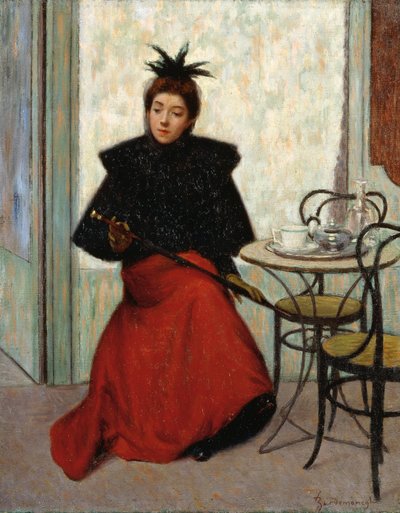 Kávézóban, Federico Zandomeneghi (1841-1917), olaj, vászon, 41x33 cm alkotó: Federigo Zandomeneghi