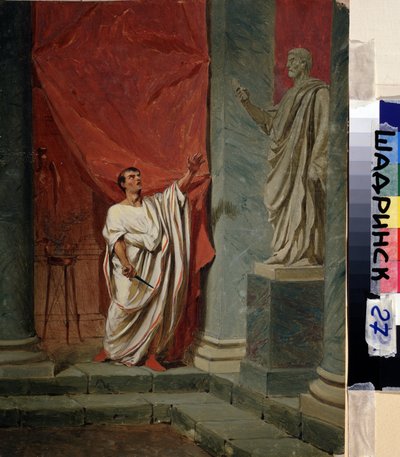 Brutus (Marcus Junius Brutus) esküje (Kr. e. 85-42) Lucretia (Lucrezia, Lucretia, római hölgy) megerőszakolása után. Feodor Andrejewitsch Bronnikoff (1827-1902) festménye. Olaj, fa. 0,325 x 0,249 m. Schadrinsk, Múzeum alkotó: Fedor Andreevich Bronnikov