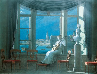 Az ablakban egy holdfényes éjszakán, Fjodor Tolsztoj alkotó: Fedor Petrovich Tolstoy