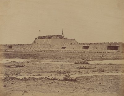 Az északi erőd hátulja elfoglalása után, a kínai hadsereg visszavonulását mutatja be, 1860. augusztus 21. alkotó: Felice Beato