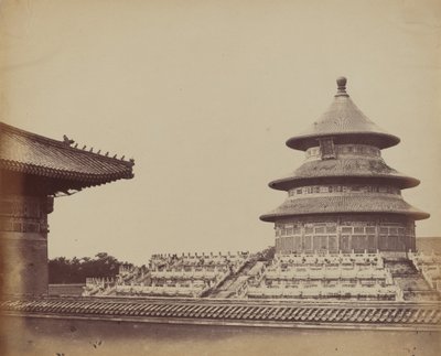 Mennyország temploma a papok elégetésének helyéről, Pekin kínai városában, 1860. október alkotó: Felice Beato