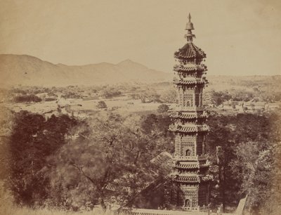 Kilátás a Nyári Palotára Yuen Min Yuen, Pekin, Mutatja a pagodát..., 1860. október, 1860. alkotó: Felice Beato