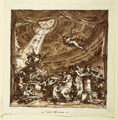 Design for Stage Curtain: Temple of Fame alkotó: Felice Giani