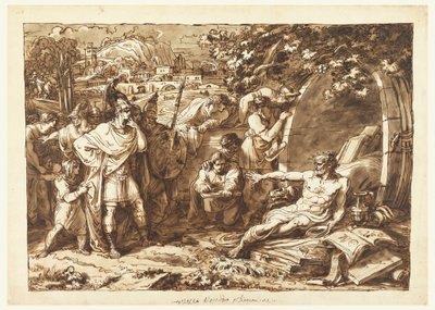 Rajz, Nagy Sándor és Diogenész, 1820-22 alkotó: Felice Giani