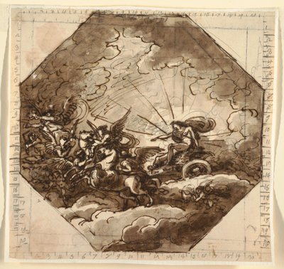 Rajz, Apolló a szekéren Aurórával, Sala Ottogonale, Palazzo Milzetti, Faenza, 1804-05 alkotó: Felice Giani