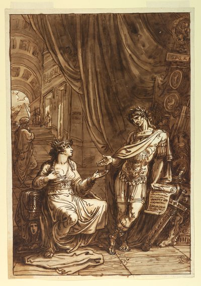 Rajz, Kleopátra könyörög O-nak, 1820 körül. alkotó: Felice Giani