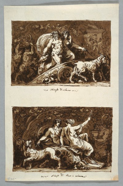 Rajz, lap egy vázlatfüzetből: Bacchus és Ariadné diadala, 1800-1802 alkotó: Felice Giani