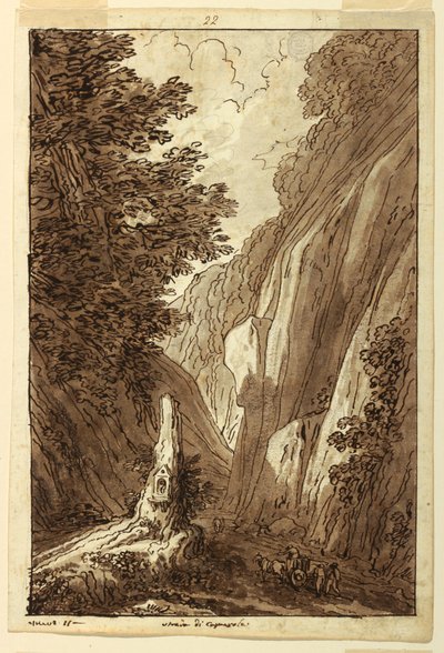 Rajz, A Caprarolába vezető út, 1813 körül. alkotó: Felice Giani