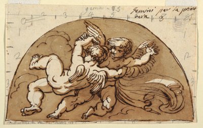 Gemini, Lunette for Ceiling, Nyolcszögletű szoba, Palazzo Milzetti, Faenza alkotó: Felice Giani