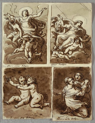 Lunette Szent Péterrel és Szent Pál Szent Mátéval és Ézsaiás prófétával, Tanulmányozás Sebastiano del Piombo után alkotó: Felice Giani