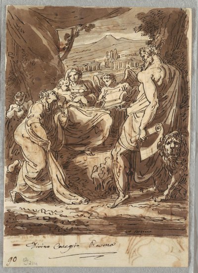 Madonna és a csecsemő, Szent Jeromos, Mária Magdolna és az angyalok, Correggio után alkotó: Felice Giani