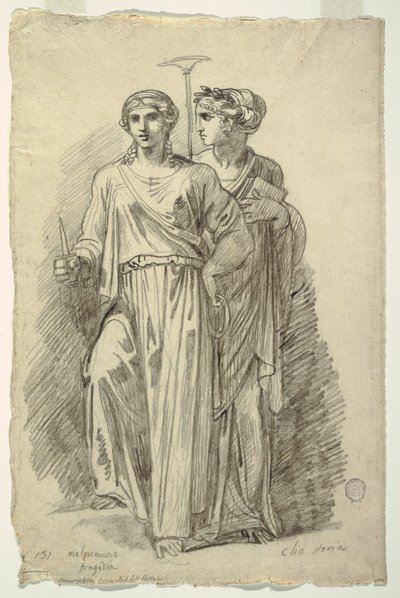 Melpomene, a tragédia múzsája és Clio, a történelem múzsája alkotó: Felice Giani