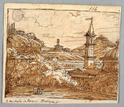 Sketchbook Page, Folio 57: Study after Michele in Bosco, Bologna; Verso, Építészeti részletek alkotó: Felice Giani