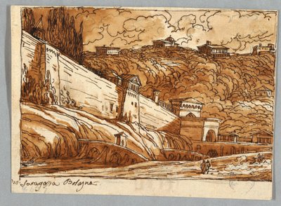 Vázlatfüzet oldal, Folio 57: Tanulmány a bolognai Porta di Saragossa után; Verso, Építészeti részletek alkotó: Felice Giani