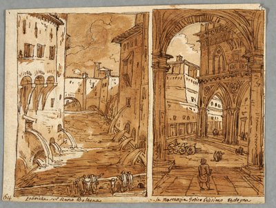 Sketchbook Page, Folio 64: Study after Bolognese Architecture and Sculpture; Verso: Geometric Designs alkotó: Felice Giani