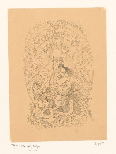 Frau in amouröser Umarmung mit einem Skelett alkotó: Félicien Rops