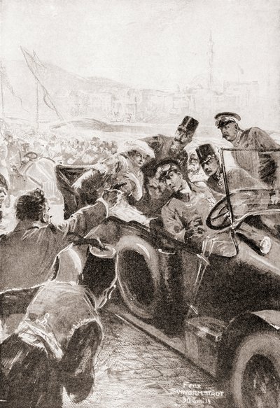 Ferenc Ferdinánd és felesége, Sophie, Hohenberg hercegnő meggyilkolása június 28-án alkotó: Felix (after) Schwormstadt