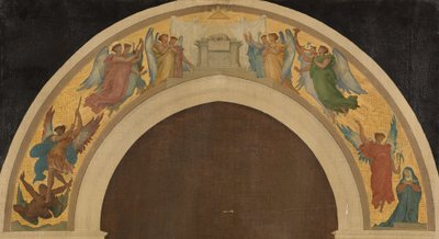 A Szentháromság-templom vázlata: A húsvéti bárány. Imádkozó angyalok csoportja. Szent Mihály arkangyal legyőzi az ördögöt. Az örömhírdetés. Szent Pál. Szent Péter, 1864 körül (olaj, vászon). alkotó: Felix A.M. (after) Jobbe-Duval