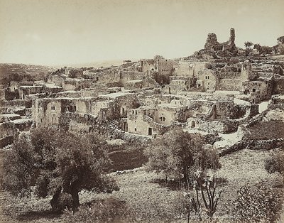 Panorámás kilátás Betániára, egy kis falu ősi neve az Olajfák hegyének keleti oldalán, a Jeruzsálemből Jerikóba vezető úton alkotó: Félix Bonfils