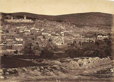 Panorámás kilátás Názáretre, Izrael alkotó: Félix Bonfils