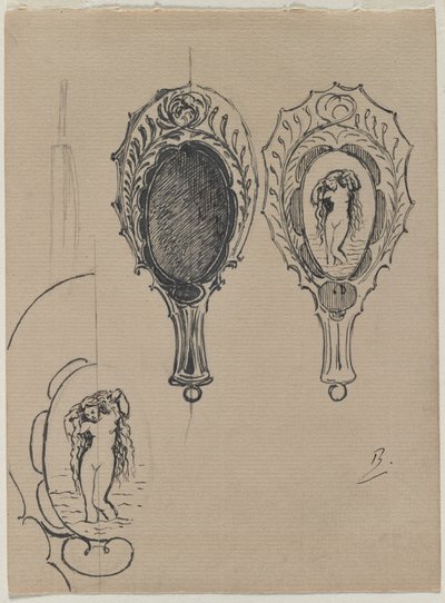 Tervezés kézi tükörhöz, c. 1900-1902. alkotó: Felix Bracquemond