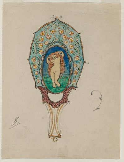 Tervezés kézi tükörhöz, c. 1900-1902. alkotó: Felix Bracquemond