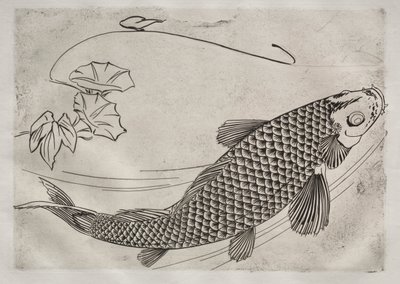 Vacsora (Rousseau szolgáltatás): nagy hal japán stílusban (19. sz.) alkotó: Felix Bracquemond
