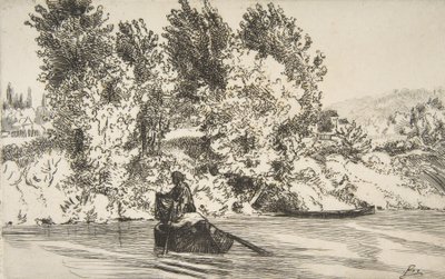 Halász hálóval, 1868. alkotó: Felix Bracquemond