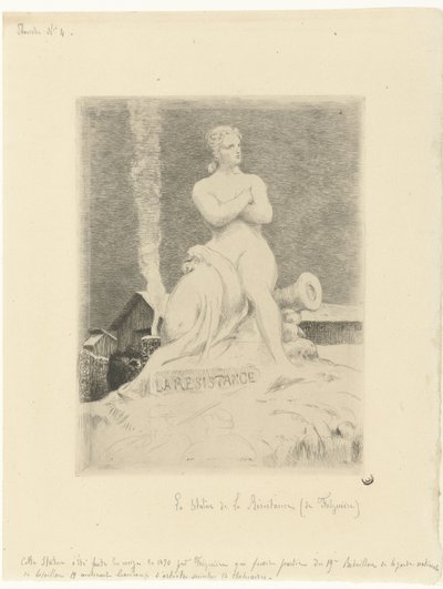 Alexandre Falguière és katonák La Resistance (ellenállása) szobra Párizs ostroma alatt La Resistance Siège de Paris en 1870 (sorozat címe) alkotó: Felix Bracquemond