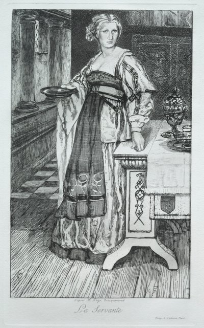 A szolgálólány, H. Leys nyomán, 1868. alkotó: Felix Bracquemond