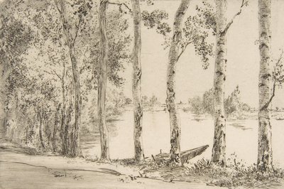 Aspens a Szajna mellett, kb. 1884. alkotó: Felix Bracquemond