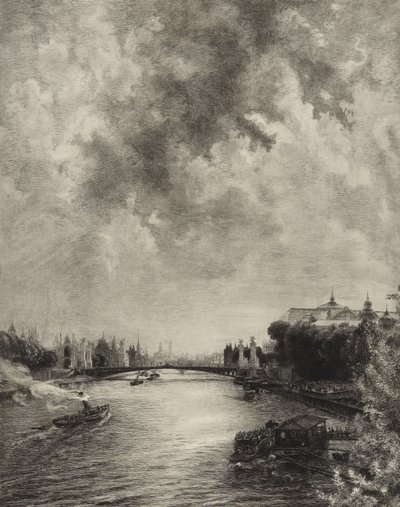 Cím nélkül (kilátás a Szajnára) alkotó: Felix Bracquemond