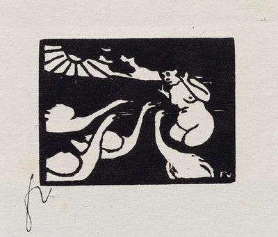 Fürdőző hattyúkkal, X a "Les Petites Baigneuses"-ből, 1893 alkotó: Felix Edouard Vallotton