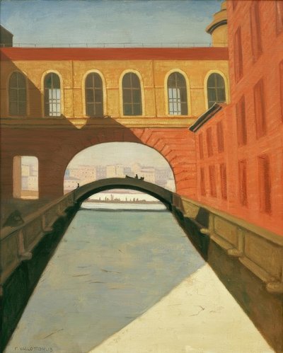 Befagyott csatorna és híd a szentpétervári Ermitázs közelében alkotó: Felix Edouard Vallotton