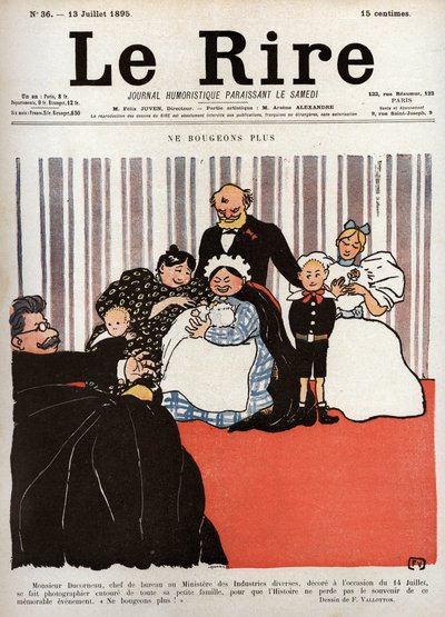 A „Le Rire” újság címlapja, 36. szám, 1895. július 13.: „Ne mozduljunk többé” alkotó: Felix Edouard Vallotton
