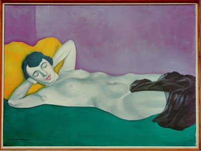 Nő alszik a zöld szőnyegen alkotó: Felix Edouard Vallotton