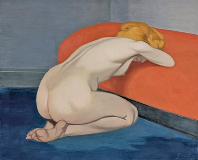 ""Meztelen nő térdel egy vörös kanapé előtt"" Meztelen nő egy vörös kanapé előtt térdel, Vallotton, Felix Edouard (1865-1925) alkotó: Felix Edouard Vallotton