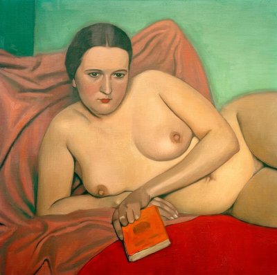 Meztelen nő kezében egy könyv alkotó: Felix Edouard Vallotton