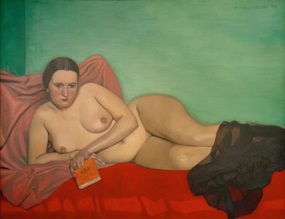 Meztelen nő kezében egy könyv alkotó: Felix Edouard Vallotton