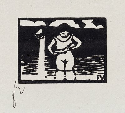 Lány lehúzva az ingét, VI a "Les Petites Baigneuses"-ből, 1893 alkotó: Felix Edouard Vallotton