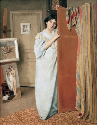 Műhelybelső a művész feleségével alkotó: Felix Edouard Vallotton