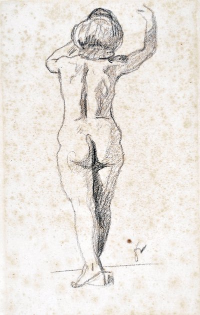 Nu de dos - Felix Vallotton (1865-1925) alkotásai, grafit papíron (28x18 cm), 20. század eleje - Saint Roch hospice múzeum, Issoudun - Kötelező említés alkotó: Felix Edouard Vallotton