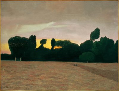 Normandiai táj, lenyugvó nap alkotó: Felix Edouard Vallotton