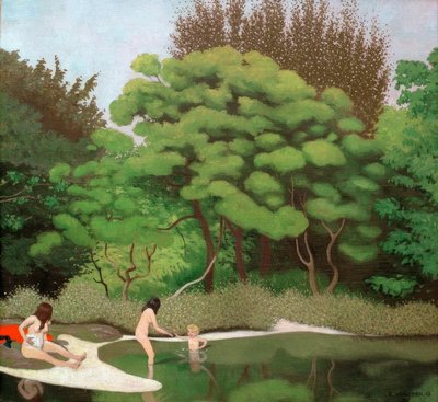 Napos aljnövényzet táj, két nővel és egy gyerekkel alkotó: Felix Edouard Vallotton