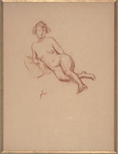 Fekvő női akt (piros kréta papíron) alkotó: Felix Edouard Vallotton